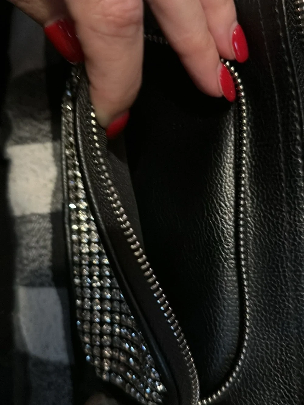 Black Satchel with Crystal Accent